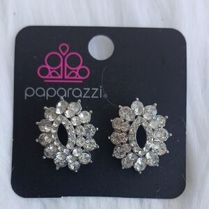 Paparazzi Dazzling Silver Crystal Earrings
